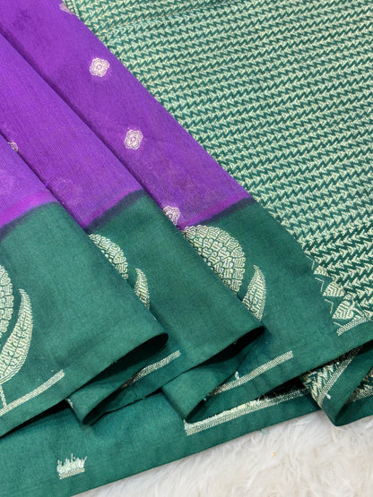 Royal Purple Pure Monga Silk Banarasi Saree