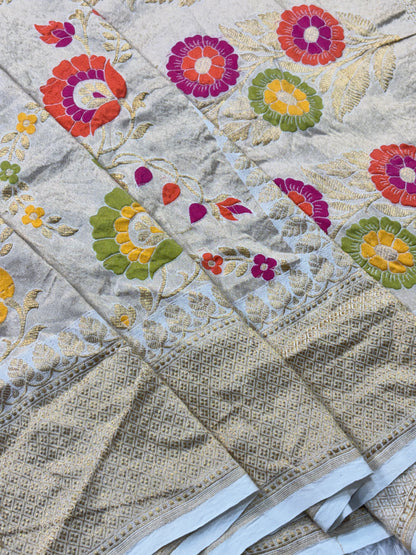 Traditional Shade Pure Tussar Georgette Silk Banarasi Saree