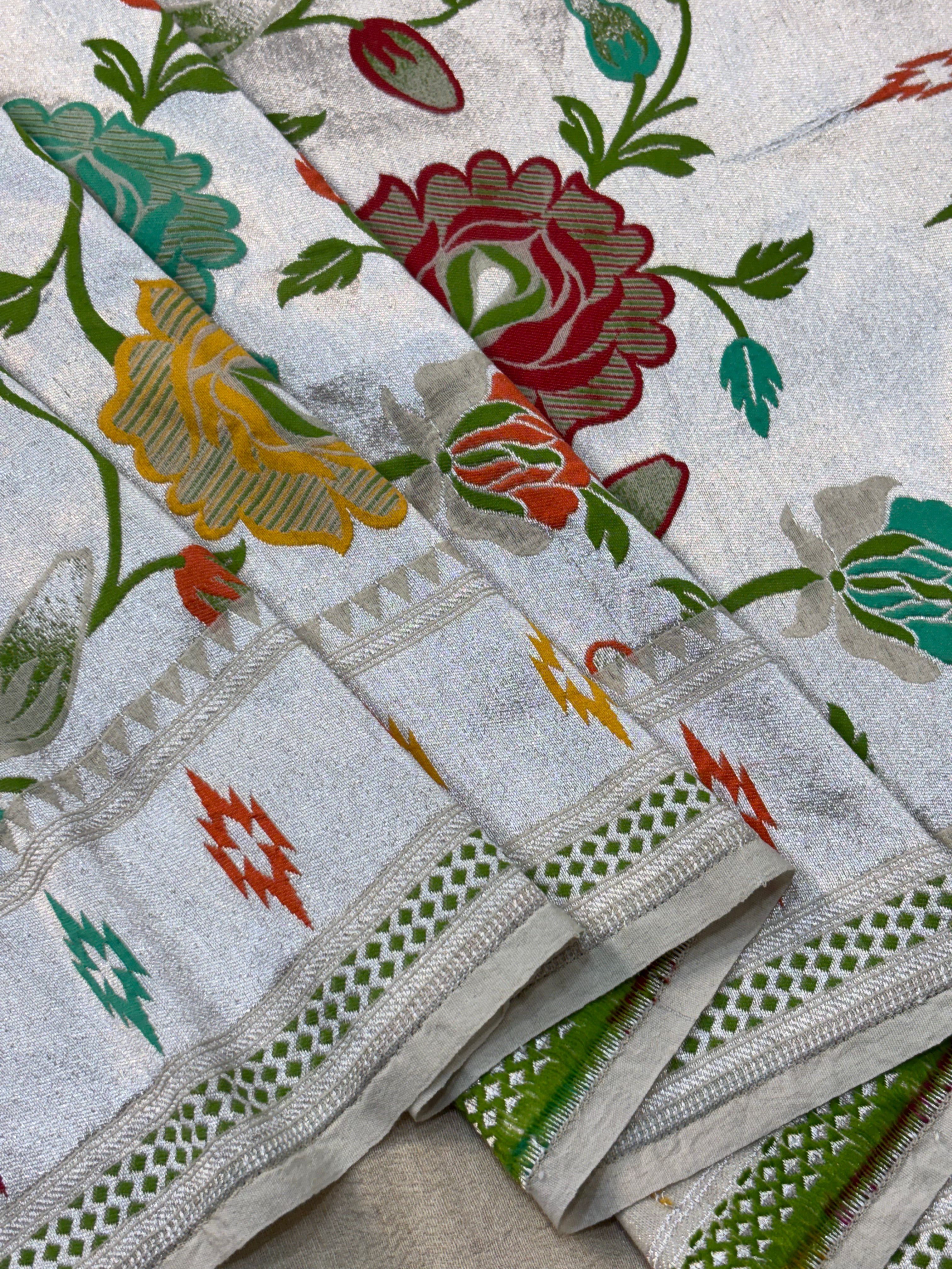 Premium White Pure Khaddi Georgette Banarasi Saree