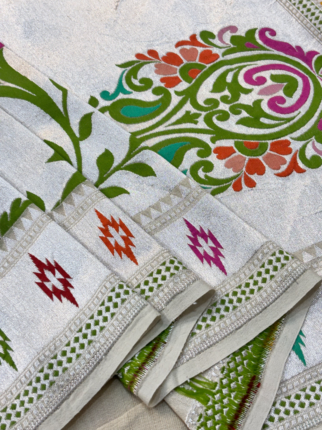 Luxury White Pure Khaddi Georgette Silk Banarasi Saree